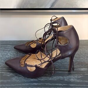 Banana Republic Lace-Up Pointed Toe Stiletto Pumps - Dark Brown